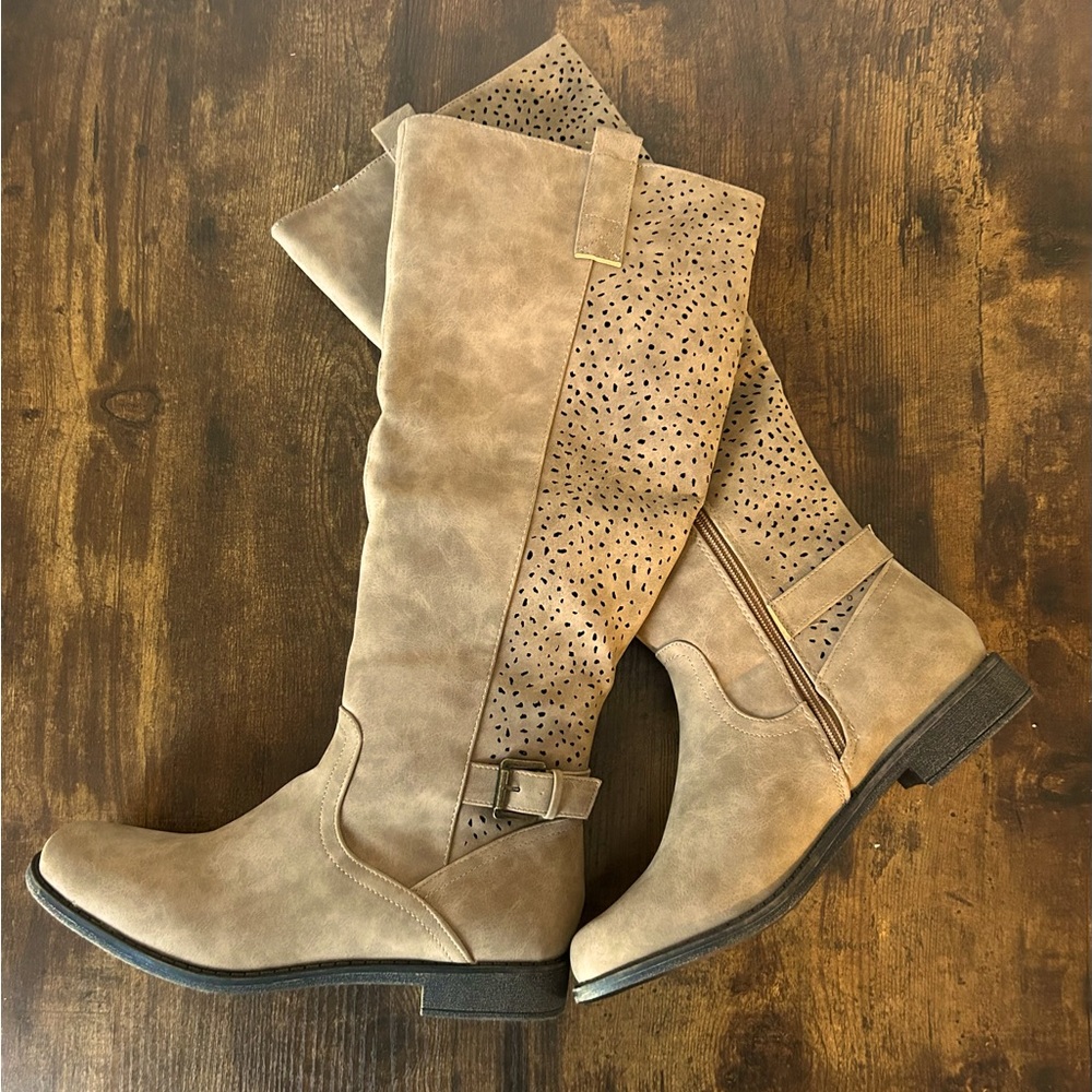 JustFab* Faux leather boots.